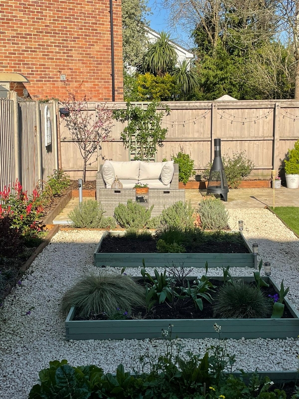 Allenwater Drive Fordingbridge Garden Additional raised beds tree shrub and rose installation