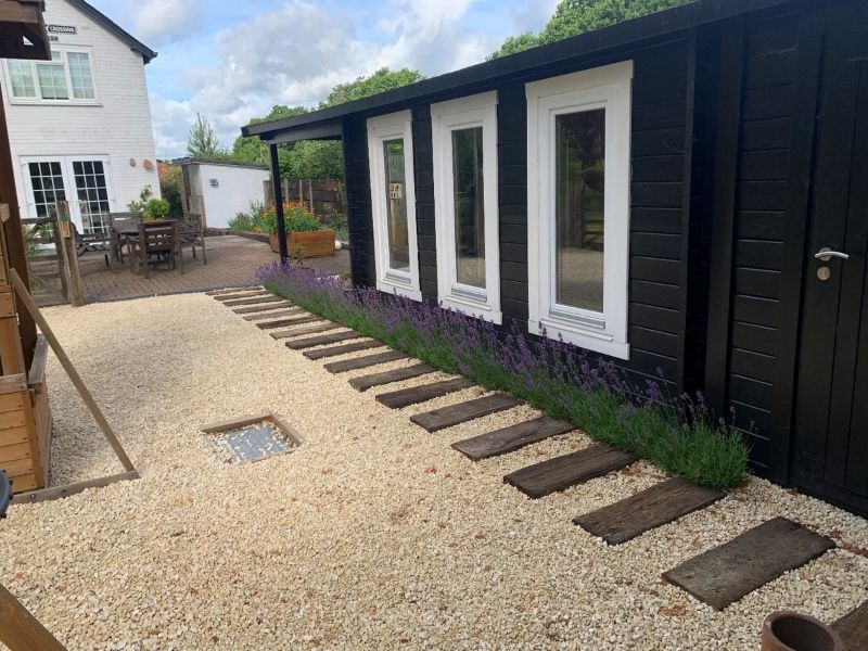 Addition of English Lavender and inset railway sleepers in Brockenhurst